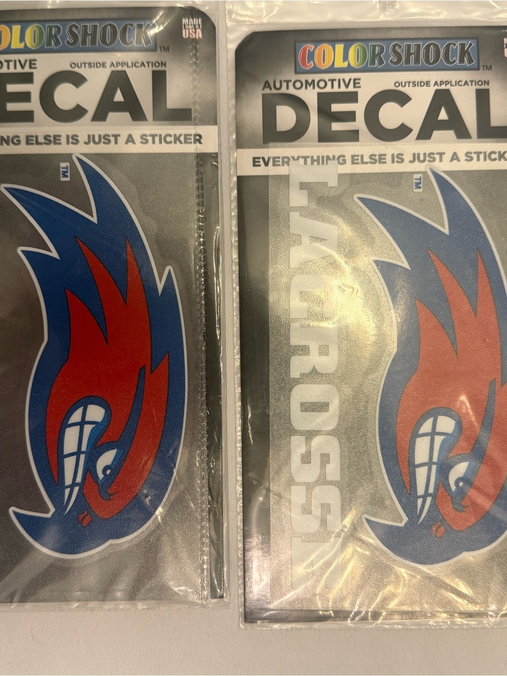 Color Shock Red & Blue Lacrosse Riverhawk Decal -